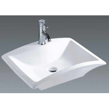 China Bathroom Ceramic Rectangular Countertop Basin (7096)